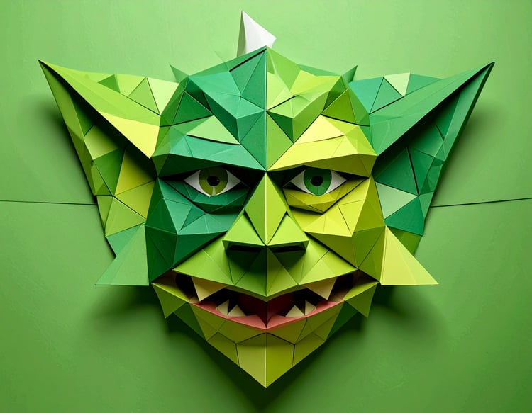 Goblin face created with geometric shapes