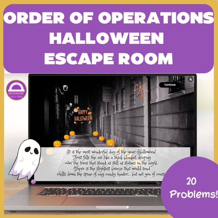 Halloween order of operations digital escape room