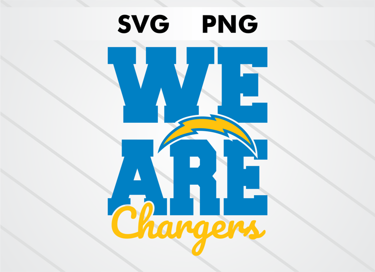 We Are Chargers Los Angeles Chargers SVG and PNG digital download, NFL football logo cut file for Cricut and Silhouette crafts, sublimation and DIY projects