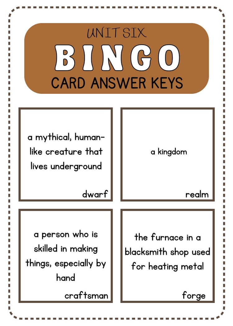 CKLA Grade 3 Unit 6 Vocabulary BINGO Game | Tier 3 Domain Words
