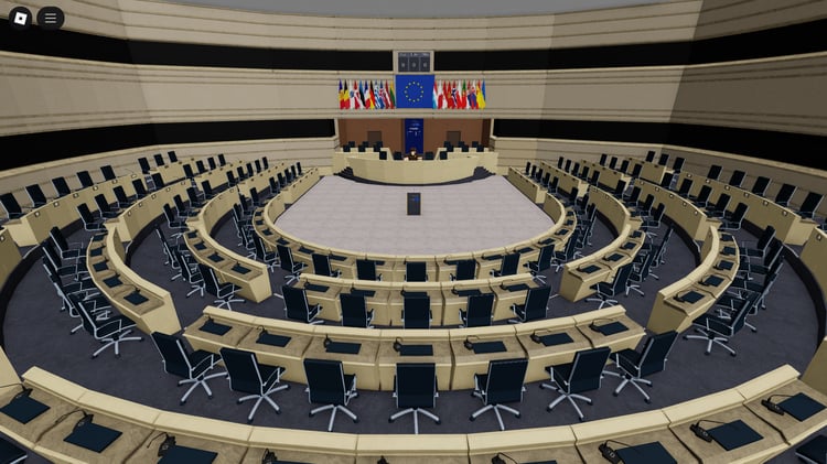 Roblox European Parliament map overview with chamber seating