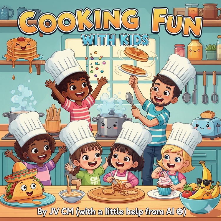 Parent and kids cooking having fun