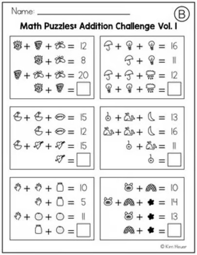 Math Logic Puzzles Addition CHALLENGE Vol. 1