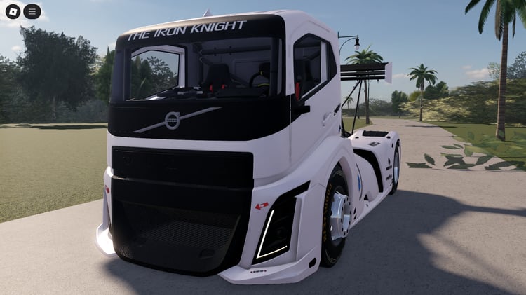 Front view of Roblox Volvo Iron Knight high-speed truck