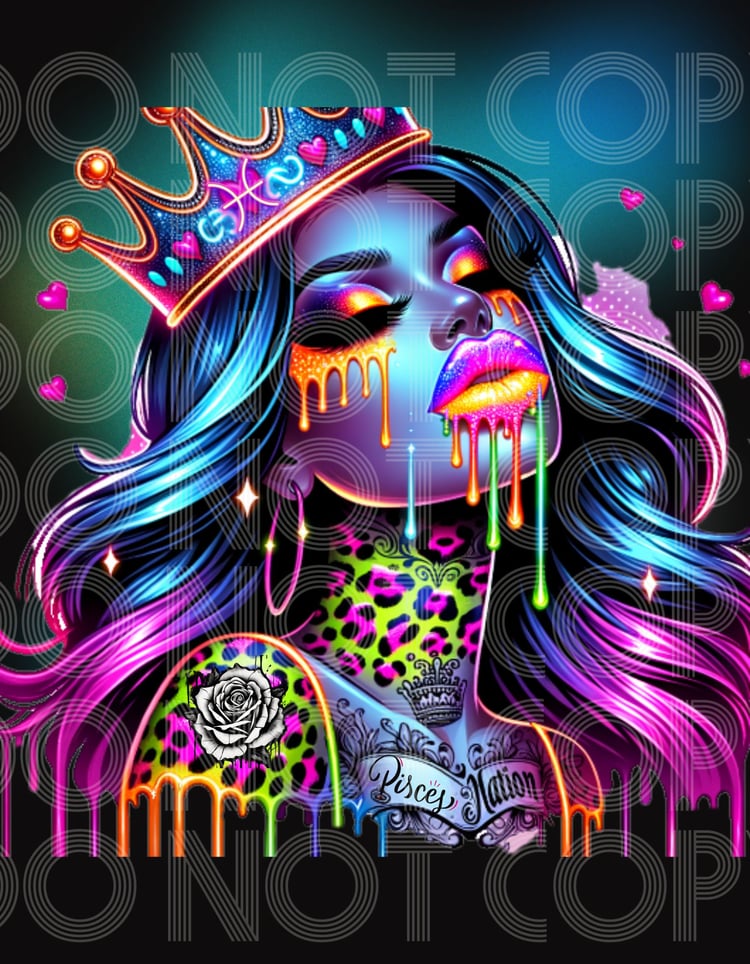 Pisces, Zodiac, Astrology, Neon, Abstract, Drip Painting, Bundle, PNG