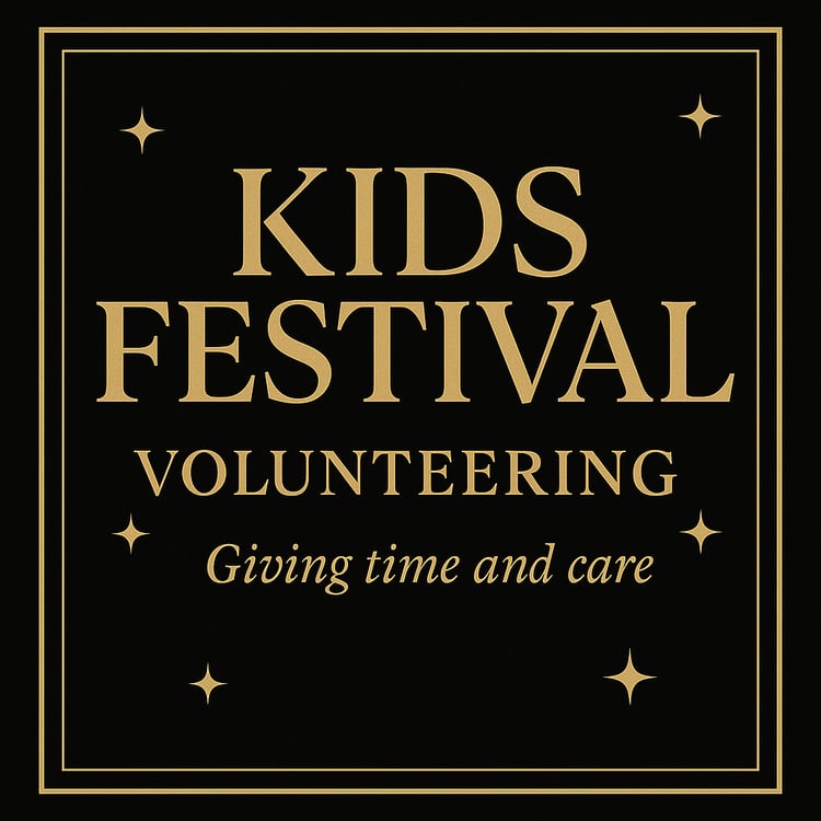 Fun black and gold graphic announcing Dr. Gordon’s volunteering and youth talk at a family-friendly community kids festival. Eros Reclusion