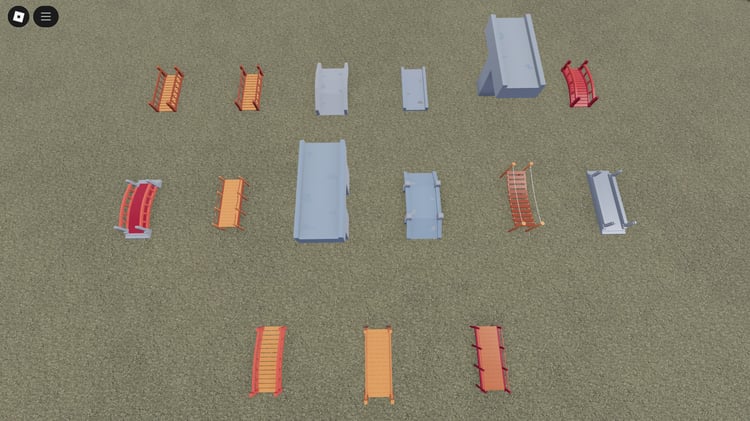Roblox lowpoly wooden bridge crossing a river
