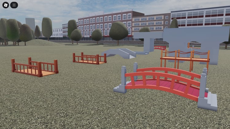 Stone lowpoly bridge design from Roblox asset pack