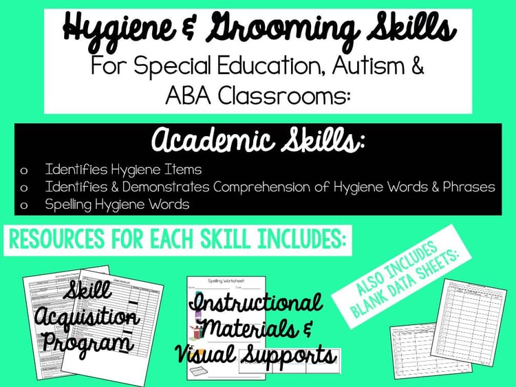 Hygiene Skills for Special Education, Autism or ABA Classroom