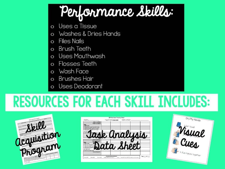Hygiene Skills for Special Education, Autism or ABA Classroom