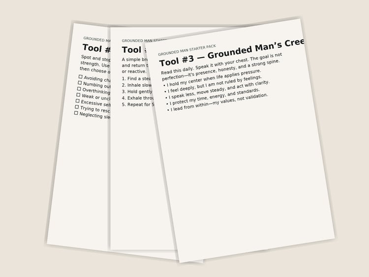 "Page preview of The Grounded Man Power Leak Detector tool – helps high-achieving men stop hidden habits draining strength."