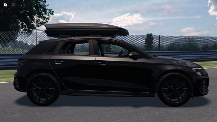 Interior seat and dashboard detail of Roblox Audi RS3