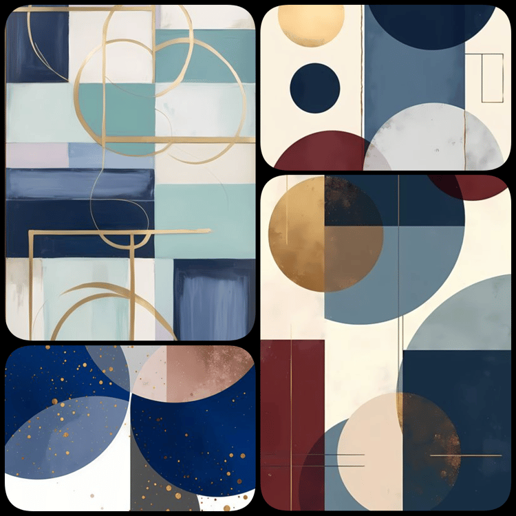 An exclusive collection of 70 high-resolution "modern abstract geometric wall art" designs. Featuring geometric shapes, metallic accents, and soothing color tones like blue, gold, and beige, this premium bundle is perfect for modern interiors and minimali