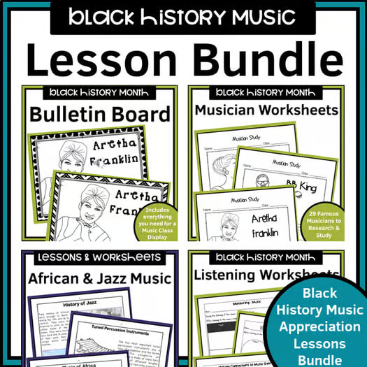 Black History Month Music Research Activities | Listening Worksheets and Lessons