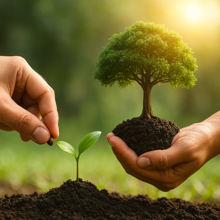 Small investment growing into financial freedom tree