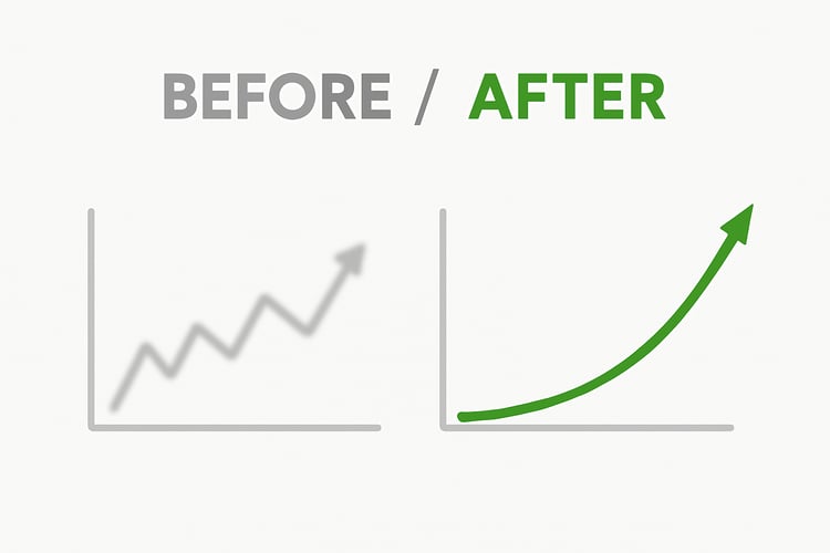 Financial growth before and after using compound interest tools