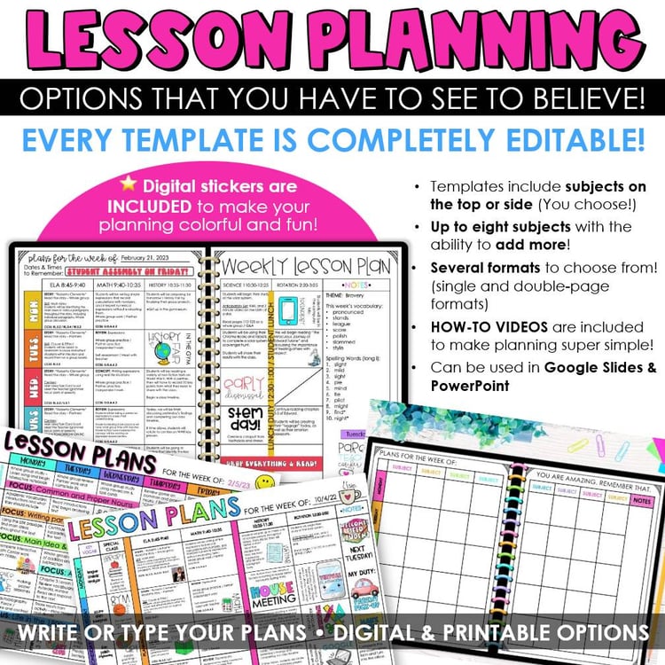 Editable Teacher Planner | Teacher Binder 2025-2026 | Back to School