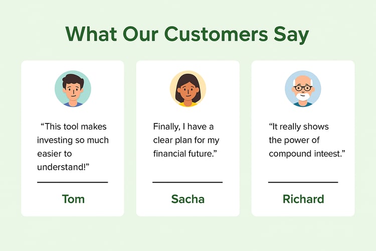 Customer testimonials for Investment Simulator Pack