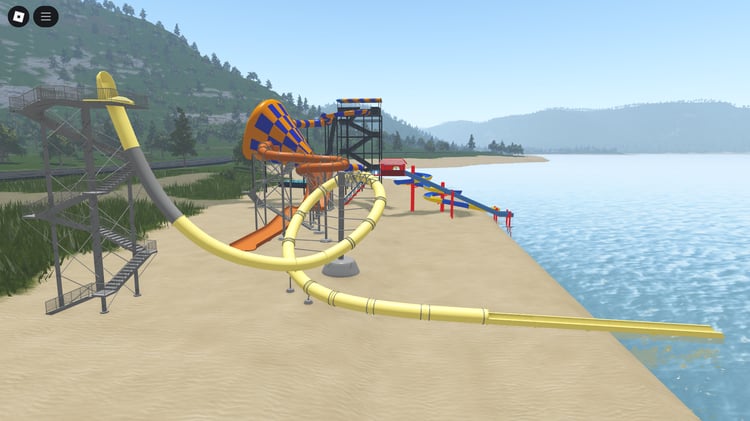 Classic straight Roblox water slide