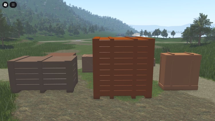 Wooden shipping crate in Roblox