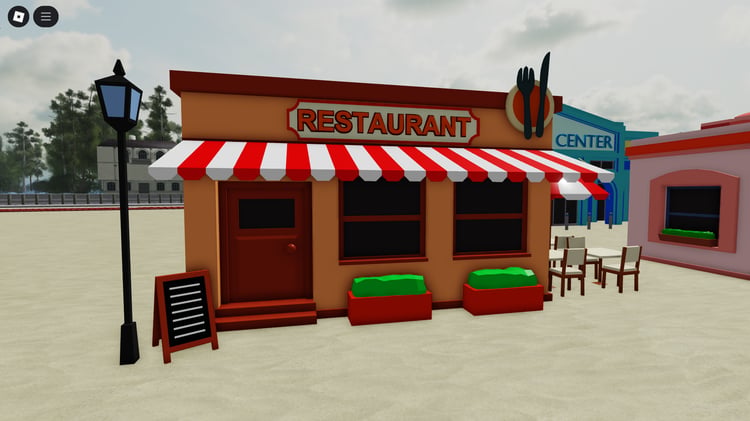 Cinema building exterior in Roblox city map