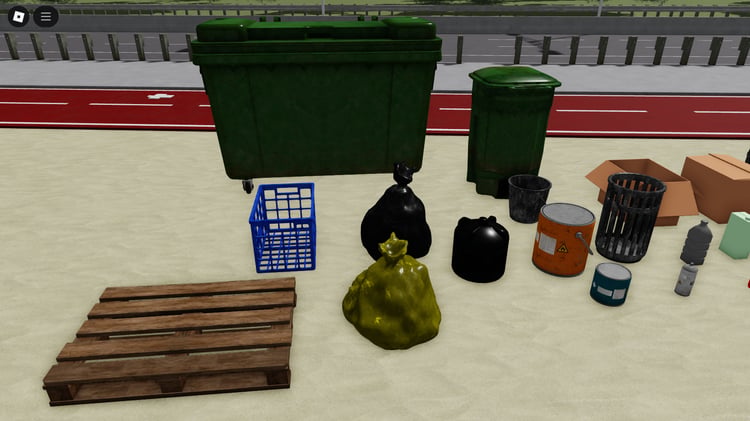 Boxes and crates in urban Roblox map