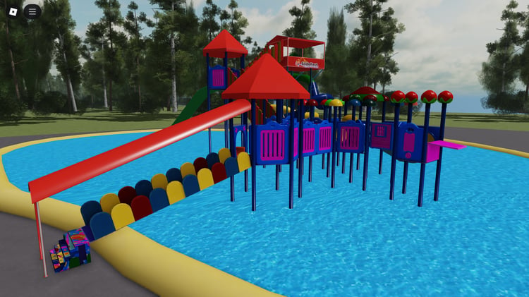 Colorful water slide in playground map