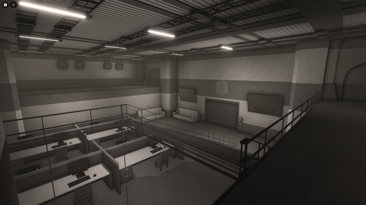 Roblox SCP prison map with underground bunker