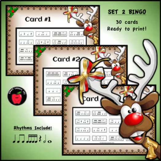 Christmas Rhythm Bingo Flashcard Music Game | Christmas Music Activity