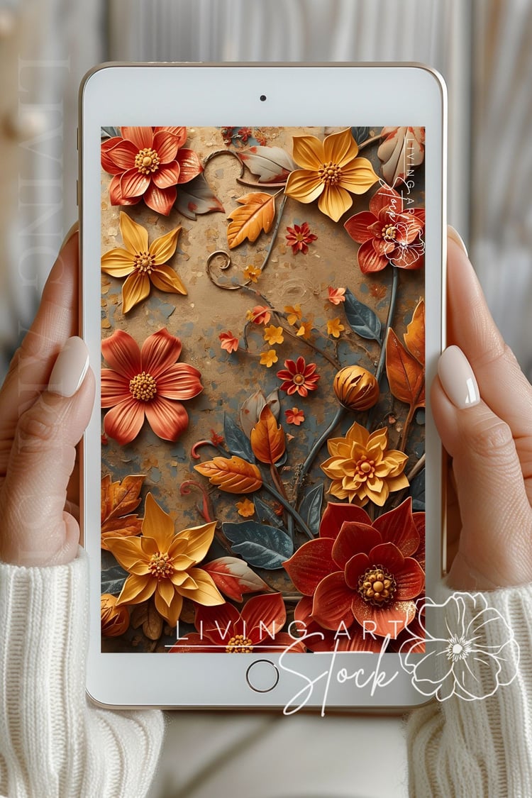 Autumn floral relief backgrounds