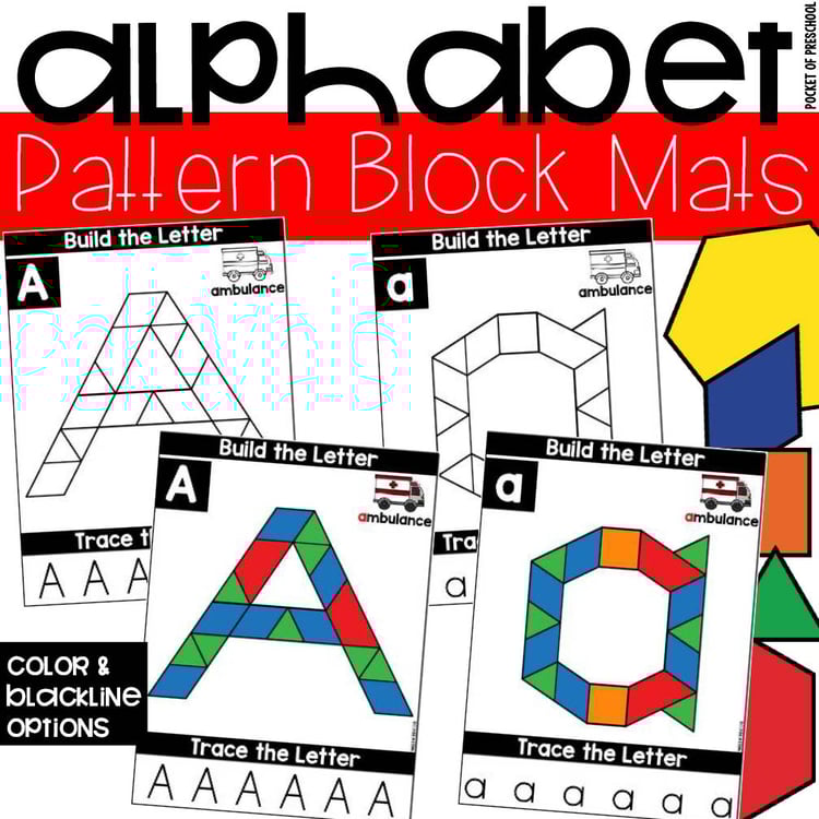 Pattern Block Alphabet Letter Mats - Fine Motor Fun!