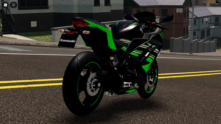 Player riding Kawasaki Ninja 300 in Roblox