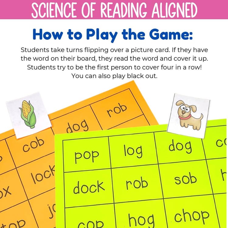 1st grade Phonics Games Bundle - 4 In A Row Decodable Center