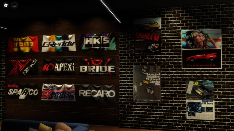 Player viewing car showcase Roblox environment