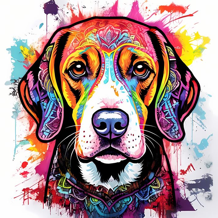 15 stunning Beagle High-Res Art Images in Psychedelic Pop Art Style  📦 What’s Included:  15 Files in total High Resolution: 300 DPI for professional quality Image Sizes: From 3072px to 9216px (portrait, landscape and square orientations) 🎨 Perfect For:  W