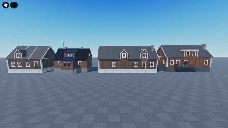 Exterior of enterable European house Roblox