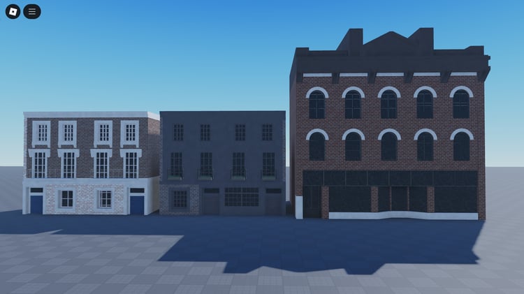 European storefront building Roblox exterior
