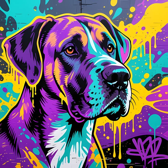 🐾12 Great Dane Dogs High-Res Art Images in Psychedelic Pop & Street Art Style  📦 What’s Included:  12 Files in total High Resolution: 300 DPI for professional quality Image Sizes: From 3072px to 9216px (portrait and square orientations) 🎨 Perfect For:  Wa