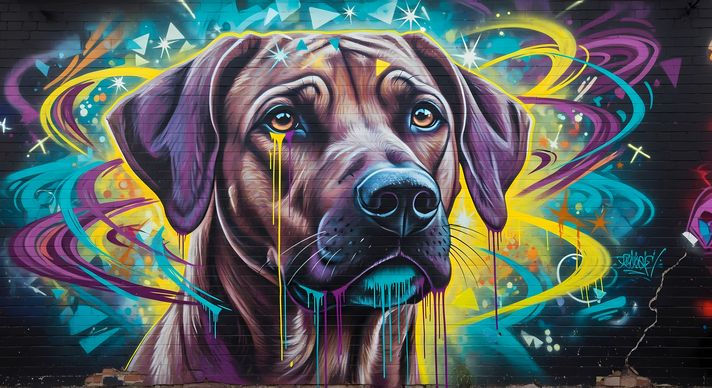 🐾17 Rhodesian Ridgeback Dogs High-Res Art Images in Psychedelic Pop & Street Art Styles  📦 What’s Included:  17 Files in total High Resolution: 300 DPI for professional quality Image Sizes: From 3072px to 9216px (landscape, portrait and square orientation