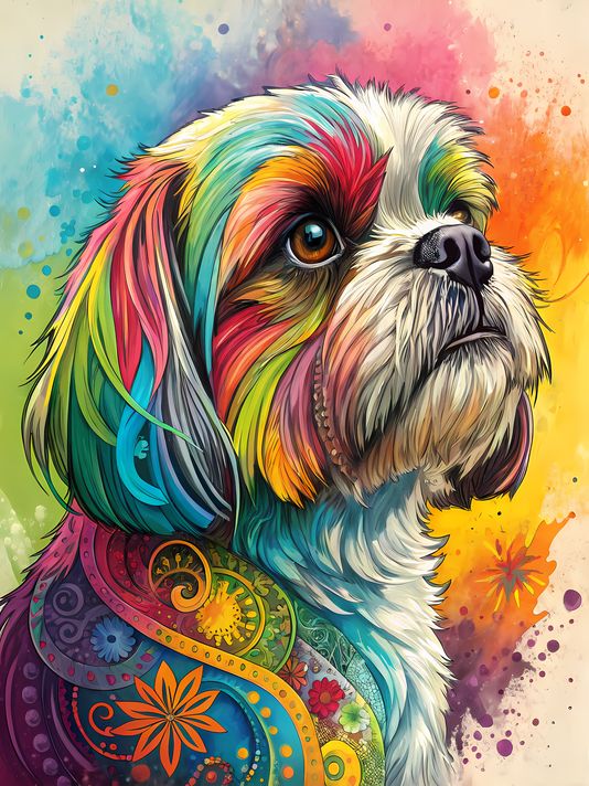 🐾14 Shih Tzu Dogs High-Res Art Images in Psychedelic Pop & Street Art Styles  📦 What’s Included:  14 Files in total High Resolution: 300 DPI for professional quality Image Sizes: From 3072px to 9216px (portrait, landscape and square orientations) 🎨 Perfec