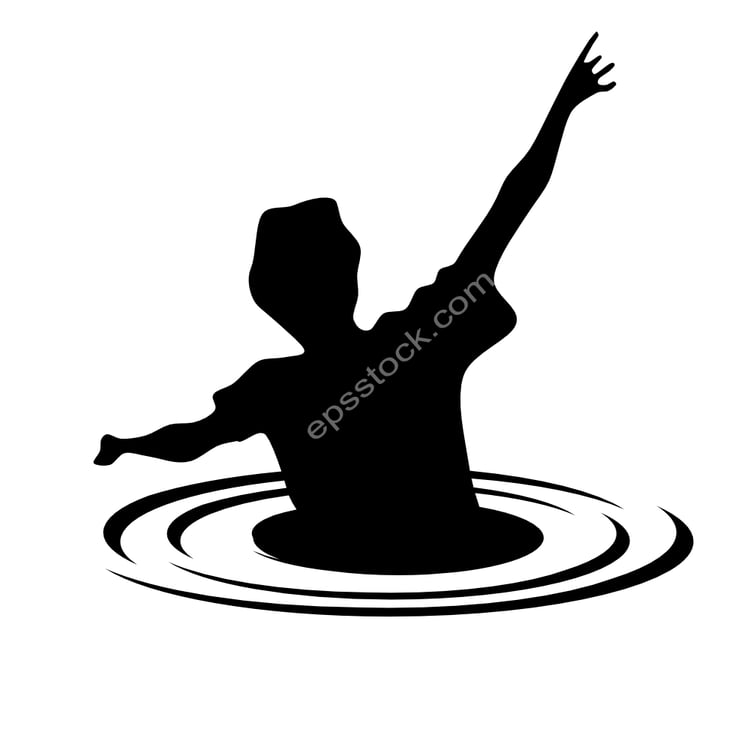 man sinking into sand