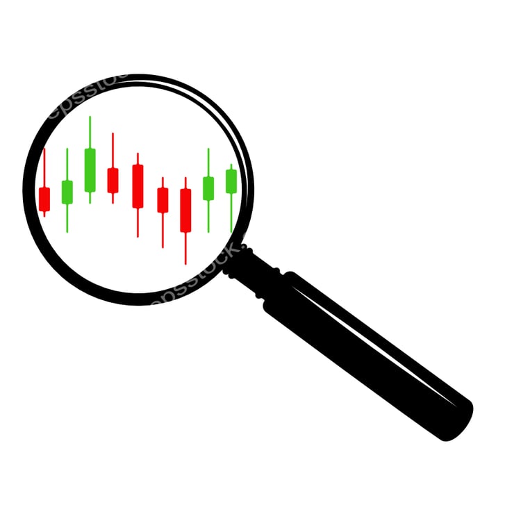 magnifying glass with bar chart