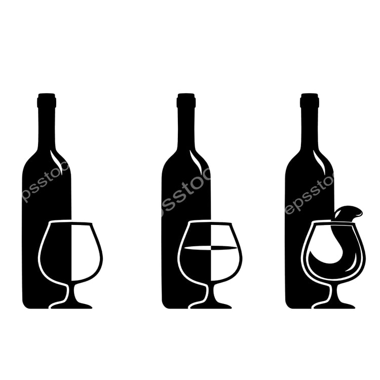 Wine glass with bottle