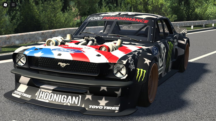 Front view of 1965 Hoonigan Ford Hoonicorn Mustang Roblox model