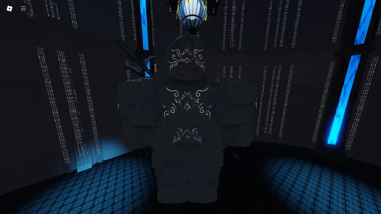 Central circle with massive statues in Roblox map