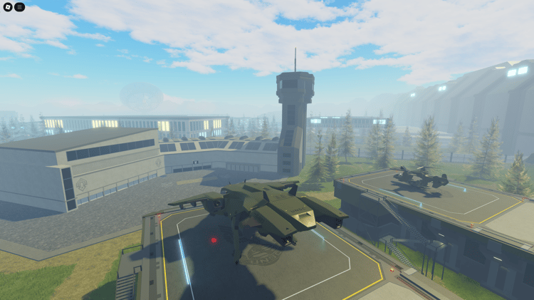 Roblox Halo-inspired academy map with futuristic base