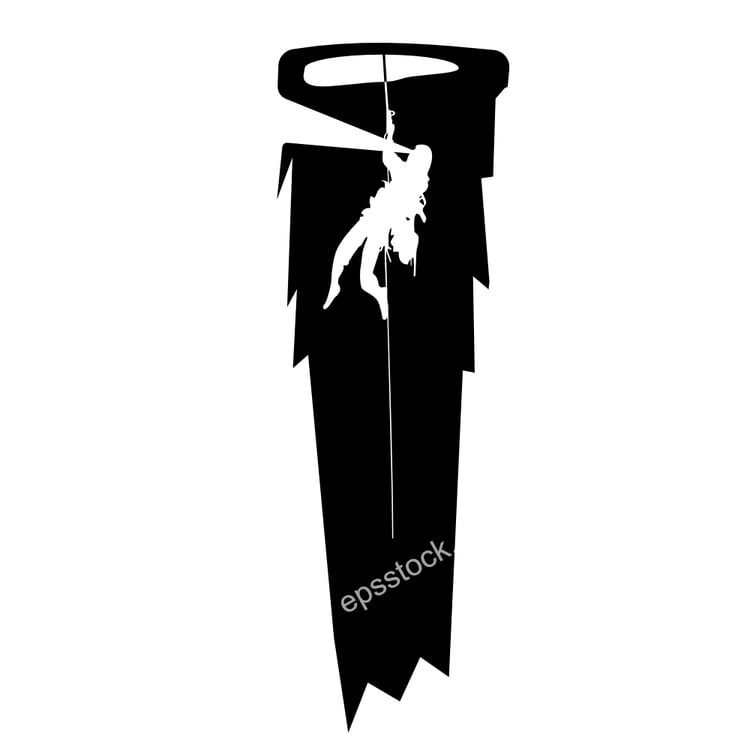 speleologist descending into cave