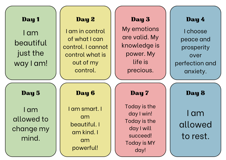 Printable 64 Mental Health Positive Affirmation Cards PDF