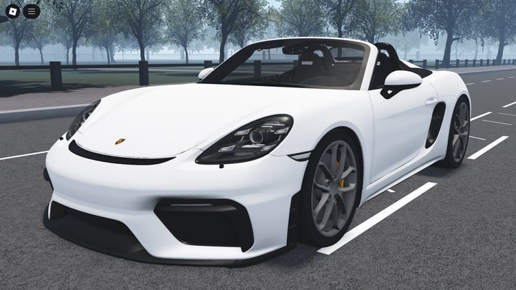Front view of 2020 Porsche 718 Spyder Roblox model