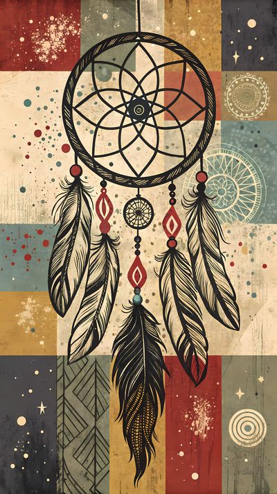24 FREE Files - Dreamcatcher in Geometric Pop-Graffiti Art Styles ♥    A bold geometric pop-graffiti artwork featuring a large central dreamcatcher outlined in expressive black strokes. The design blends abstract expressionism, pop art, and urban graffiti